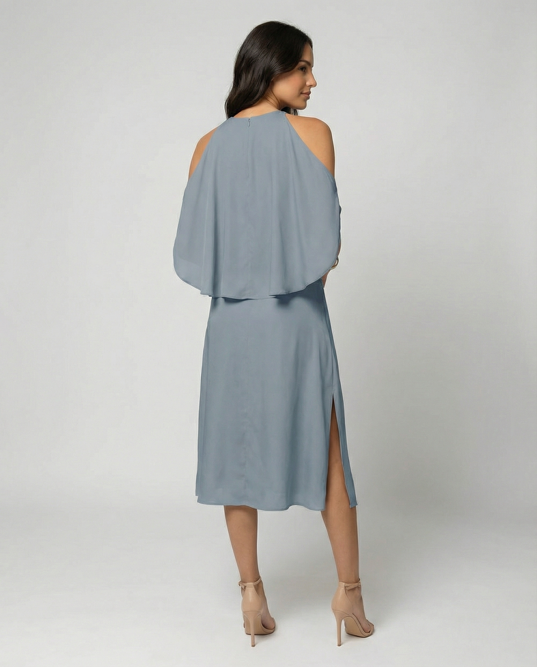 Hannah | Polished Cold Shoulder Wrap Races Midi Dress