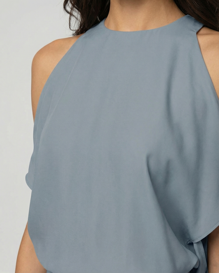 Hannah | Polished Cold Shoulder Wrap Races Midi Dress