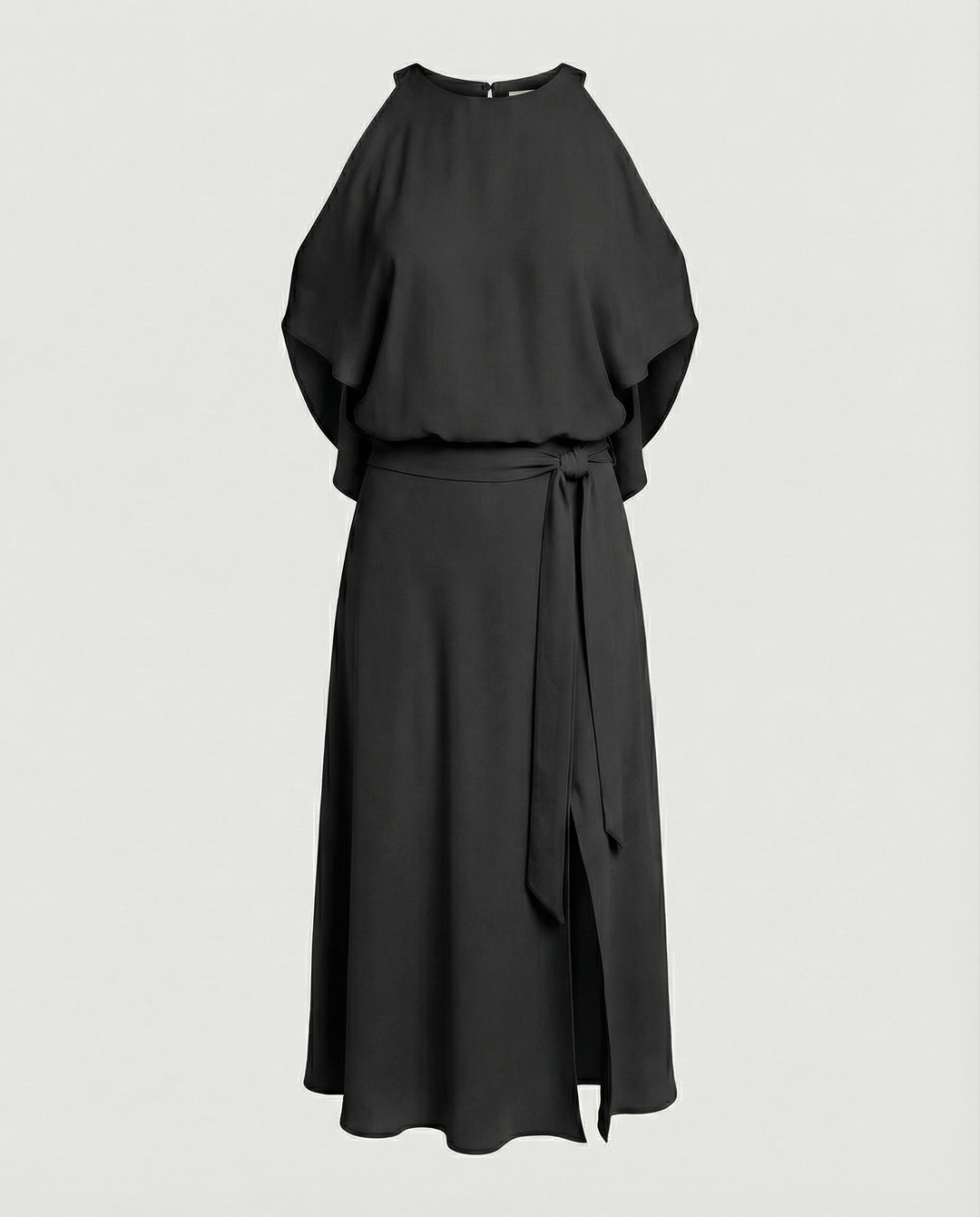 Hannah | Polished Cold Shoulder Wrap Races Midi Dress