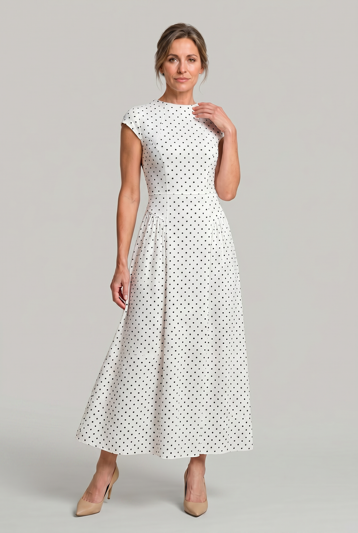 Harper | Classic Polka Dot A Line Maxi Dress