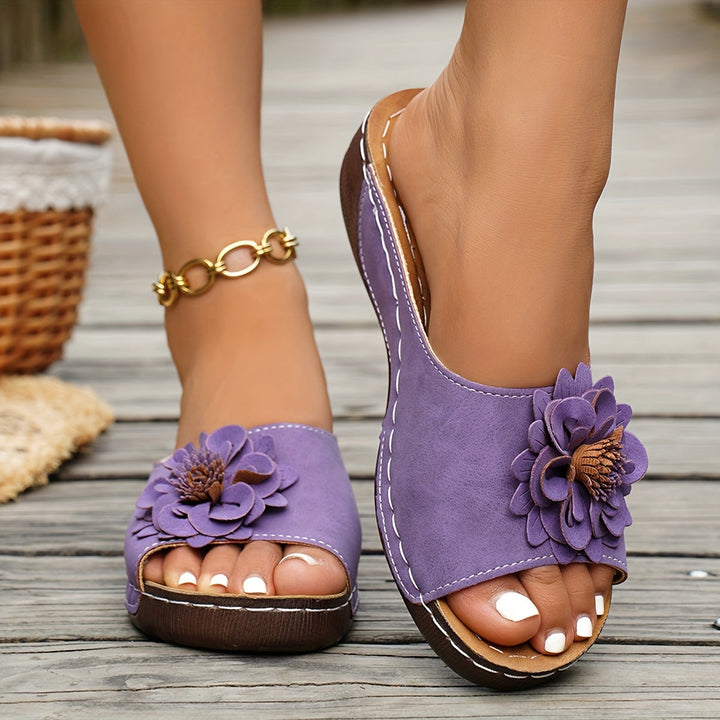 Harper | Effortless Floral Comfort Wedge Sandals