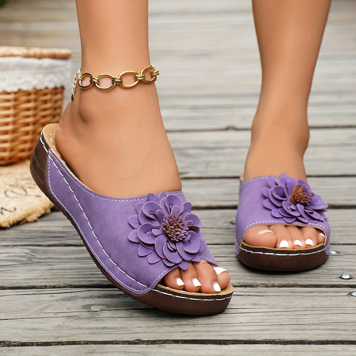 Harper | Effortless Floral Comfort Wedge Sandals