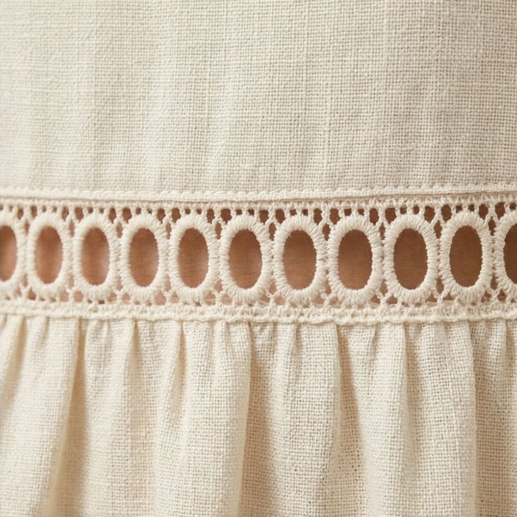 Harper | Lace Trim Midi Linen Dress