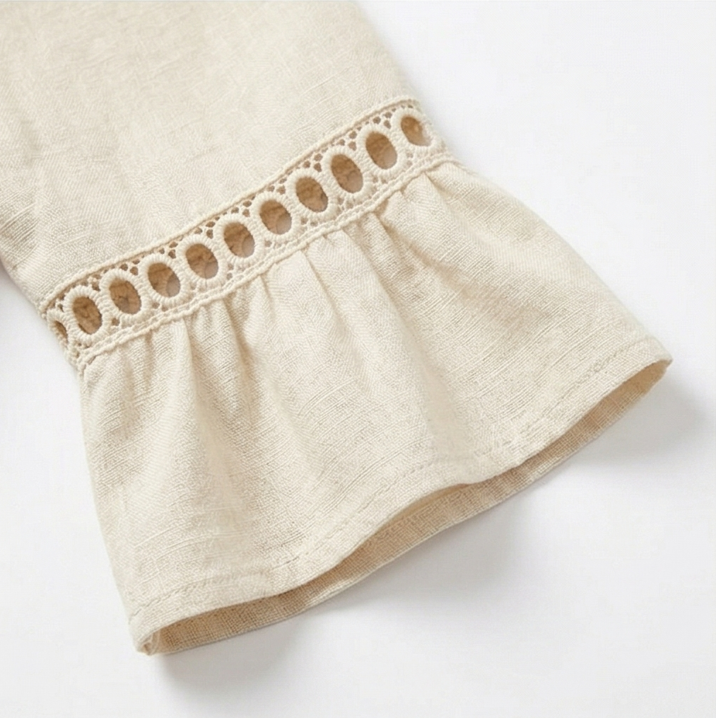 Harper | Lace Trim Midi Linen Dress