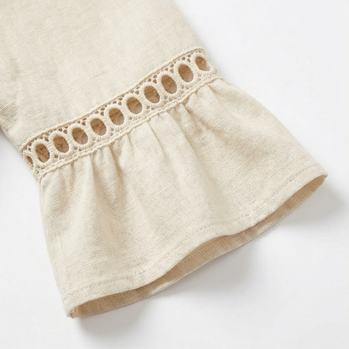 Harper | Lace Trim Midi Linen Dress