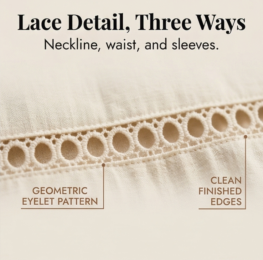 Harper | Lace Trim Midi Linen Dress