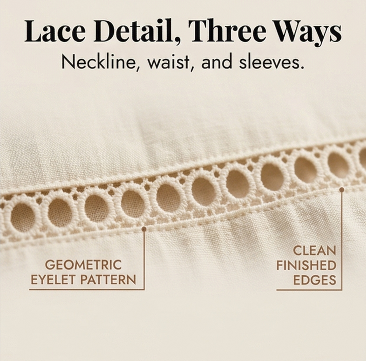 Harper | Lace Trim Midi Linen Dress