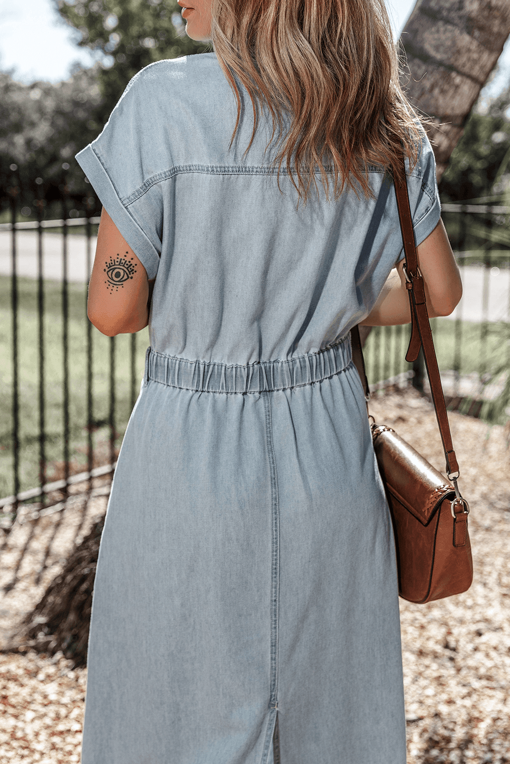 Harper | Sophisticated Belted Denim Shirt Midi Dress