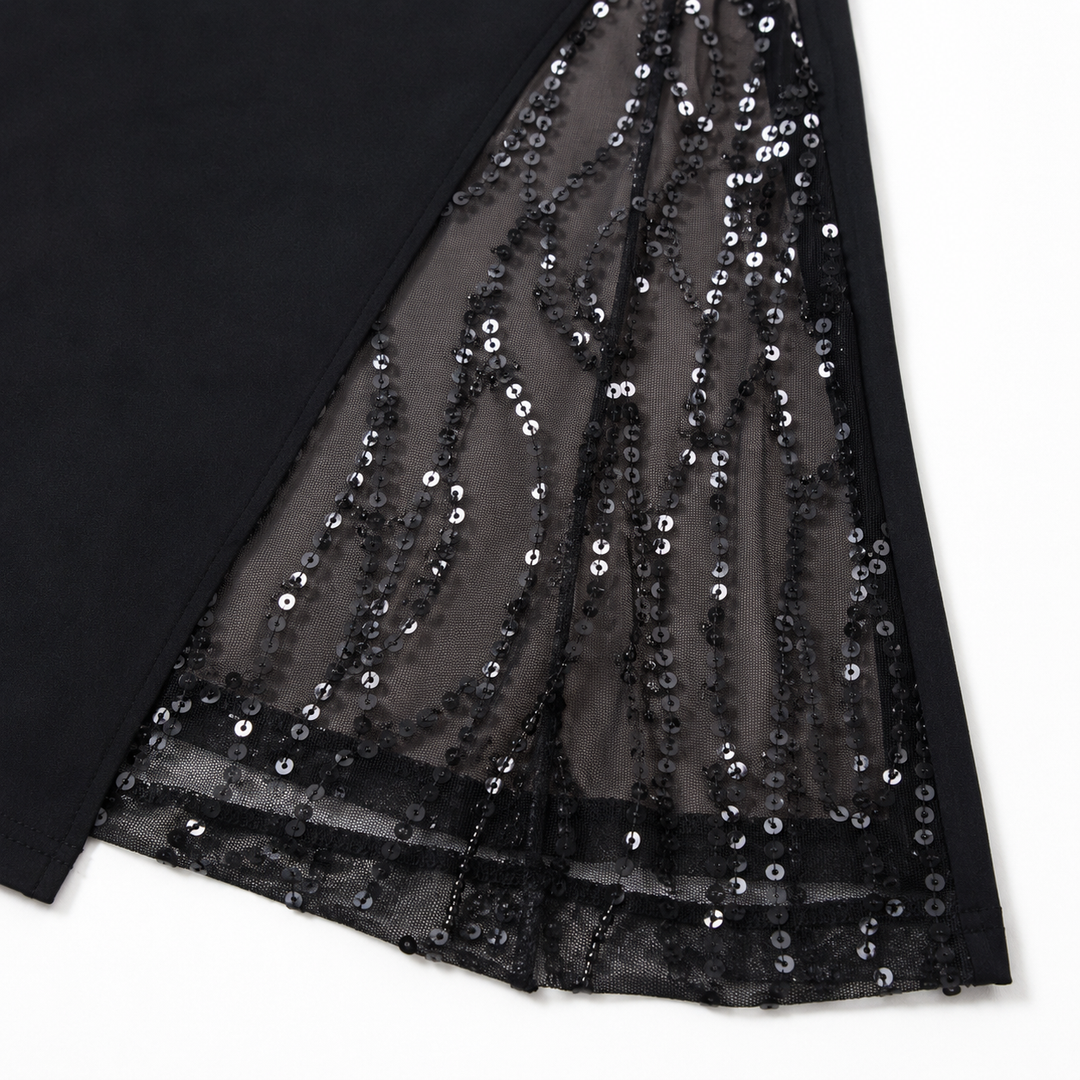 Harper | Timeless Ruched Sequin Dress with Slit Detail