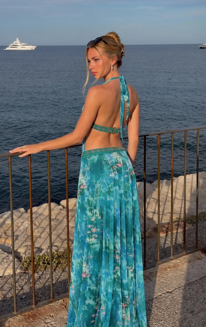 Harriet | Effortless Halter Neck Printed Maxi Summer Dresses