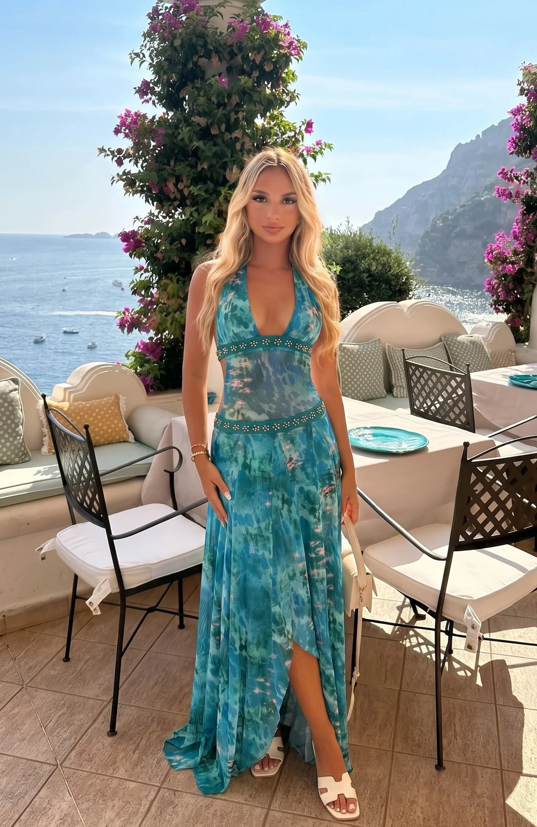 Harriet | Effortless Halter Neck Printed Maxi Summer Dresses