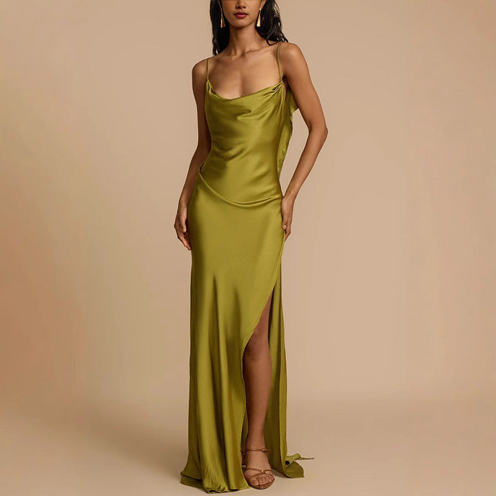 Harriet | Polished Cowl Neck Slip Maxi Races Dress