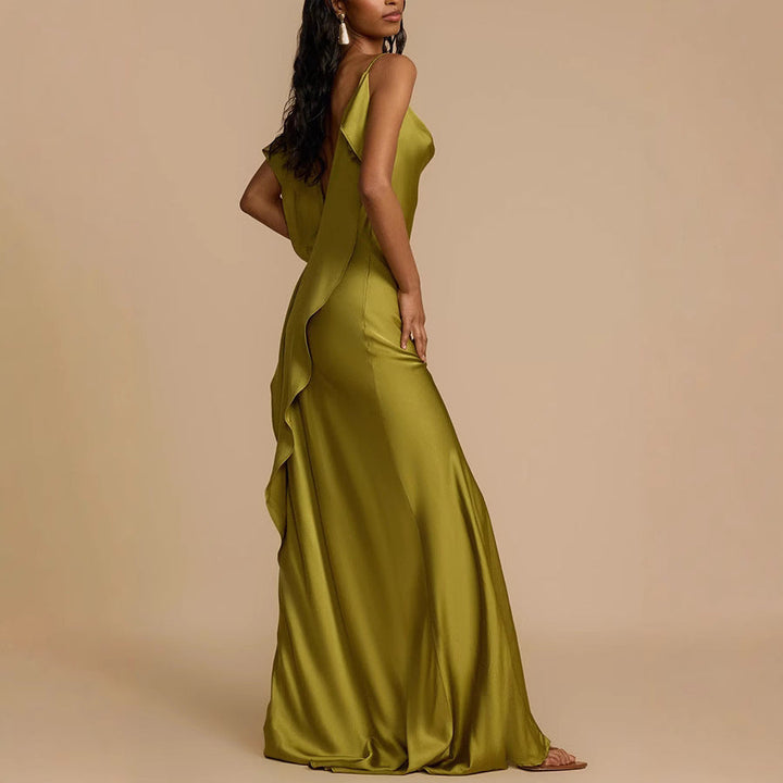 Harriet | Polished Cowl Neck Slip Maxi Races Dress