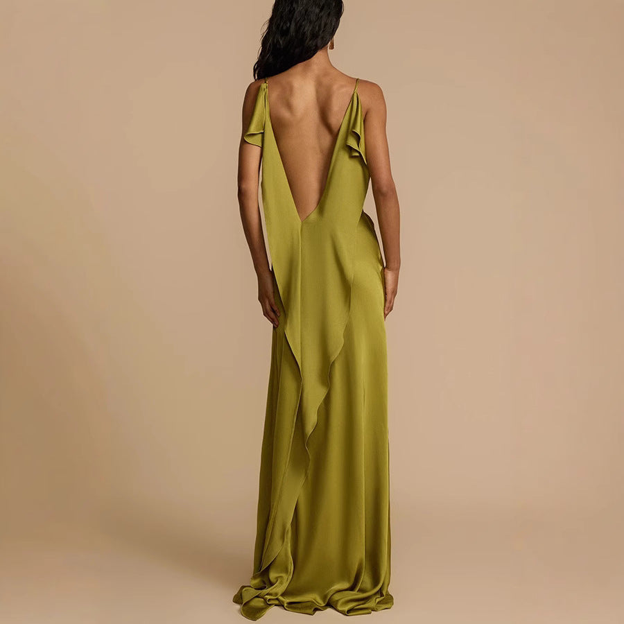 Harriet | Polished Cowl Neck Slip Maxi Races Dress