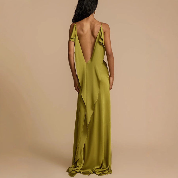 Harriet | Polished Cowl Neck Slip Maxi Races Dress