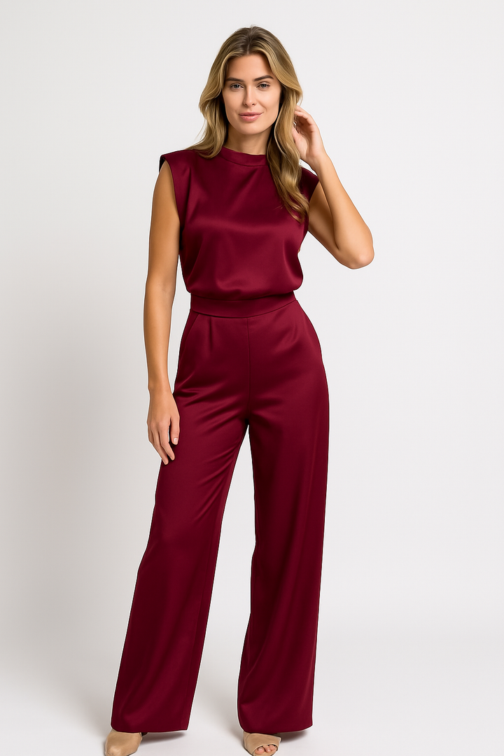 Harriet | Stylish Wide Leg Mock Neck Jumpsuit