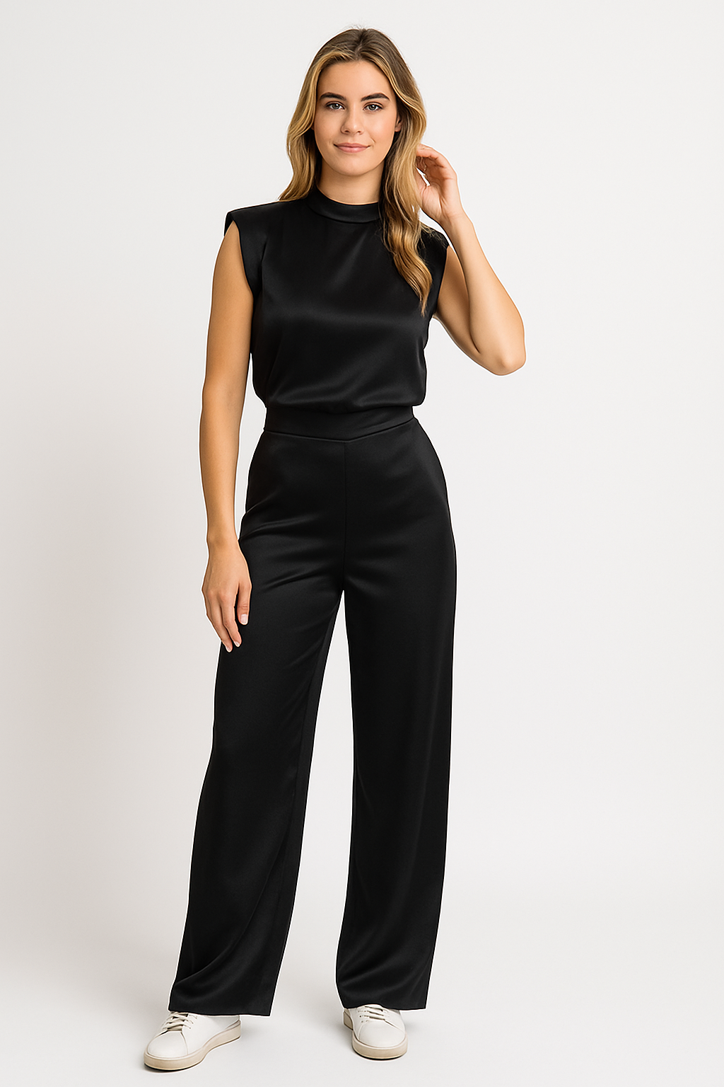Harriet | Stylish Wide Leg Mock Neck Jumpsuit