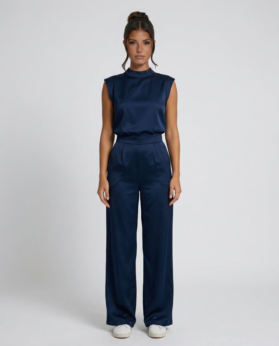 Harriet | Stylish Wide Leg Mock Neck Jumpsuit
