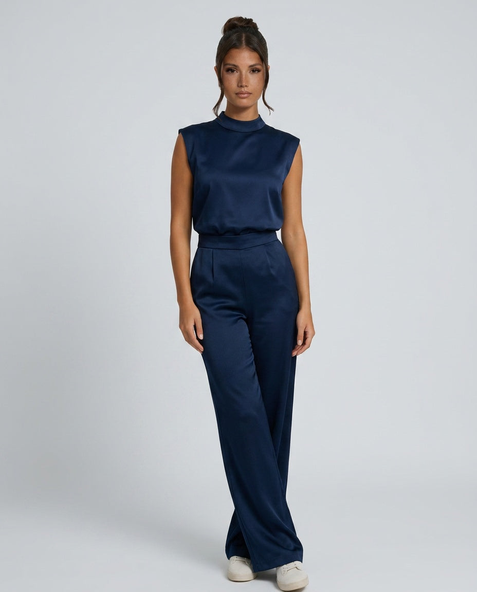 Harriet | Stylish Wide Leg Mock Neck Jumpsuit