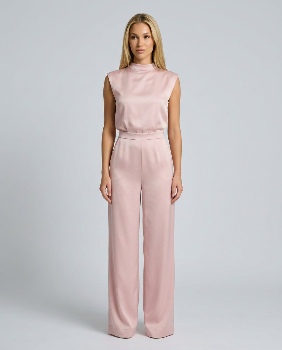 Harriet | Stylish Wide Leg Mock Neck Jumpsuit