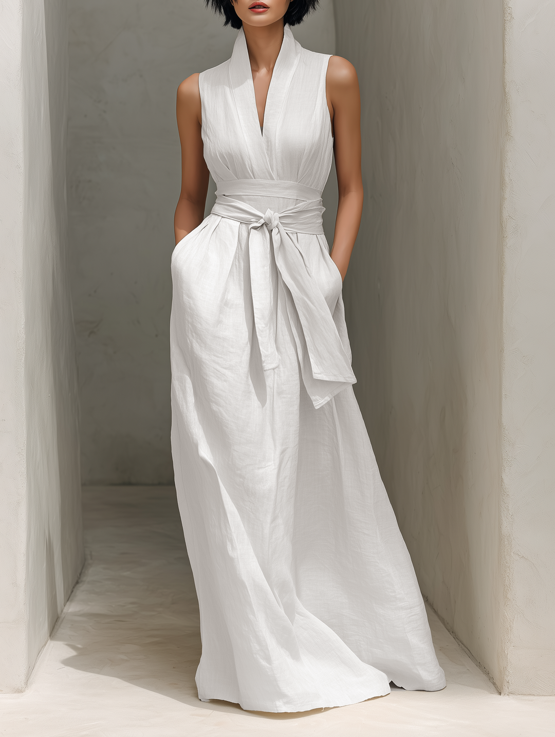Harriet | Timeless Belted V-Neck Maxi Summer Dresses