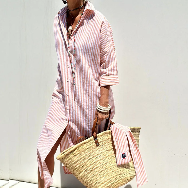 Harriet | Timeless Striped Button-Down Midi Dress