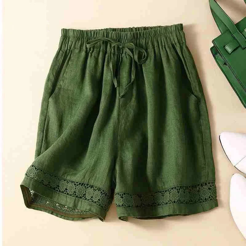 Harriet | Timeless Wide Leg Linen Shorts with Crochet Trim