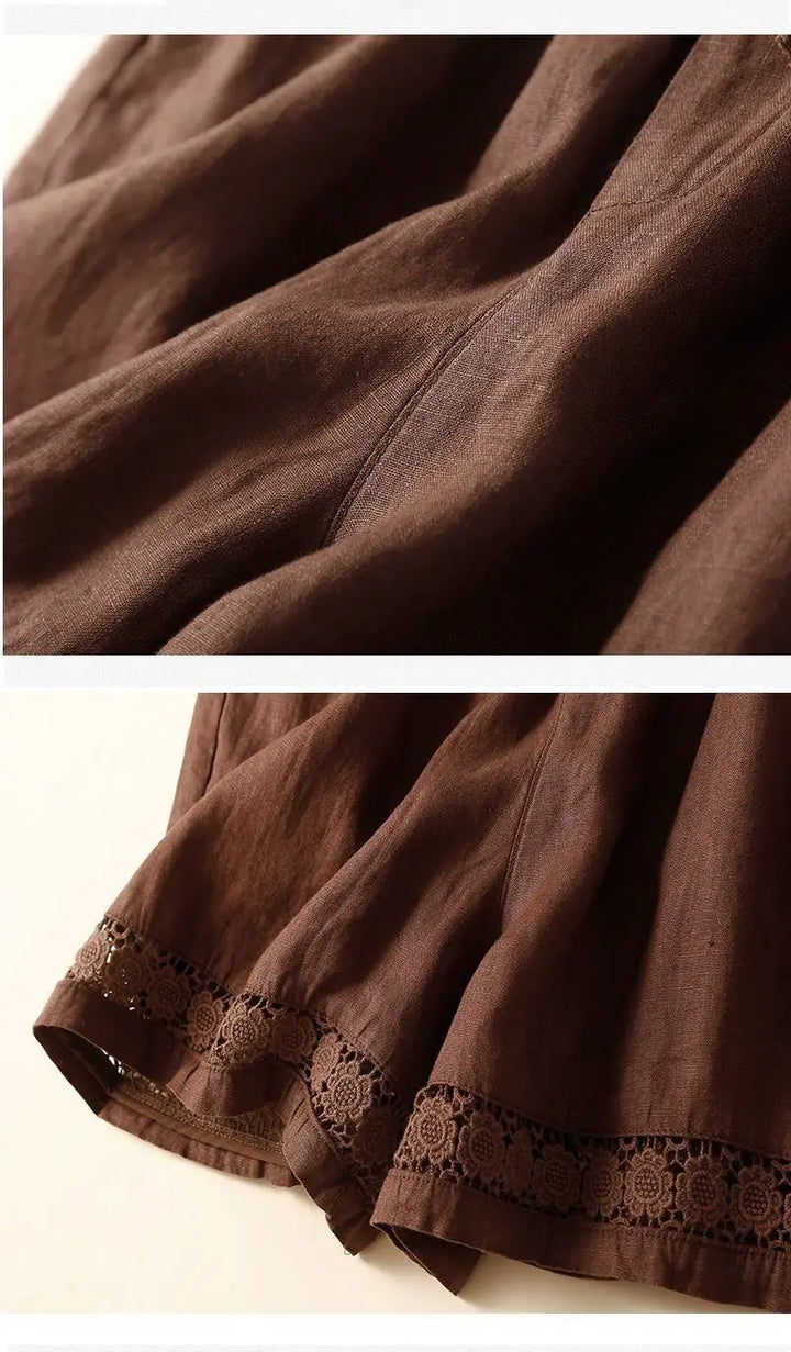 Harriet | Timeless Wide Leg Linen Shorts with Crochet Trim