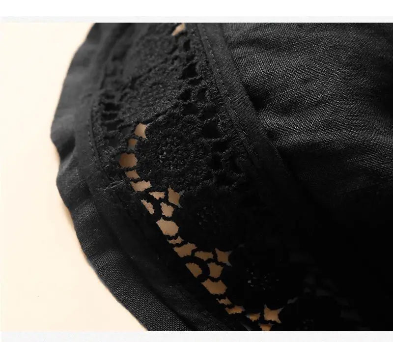 Harriet | Timeless Wide Leg Linen Shorts with Crochet Trim