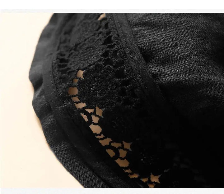 Harriet | Timeless Wide Leg Linen Shorts with Crochet Trim