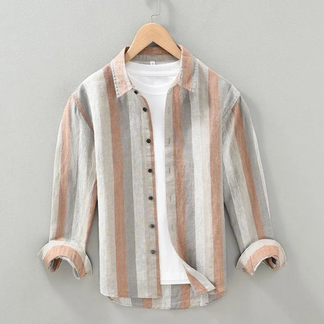 Harvey | Refined Vertical Stripe Linen Shirt