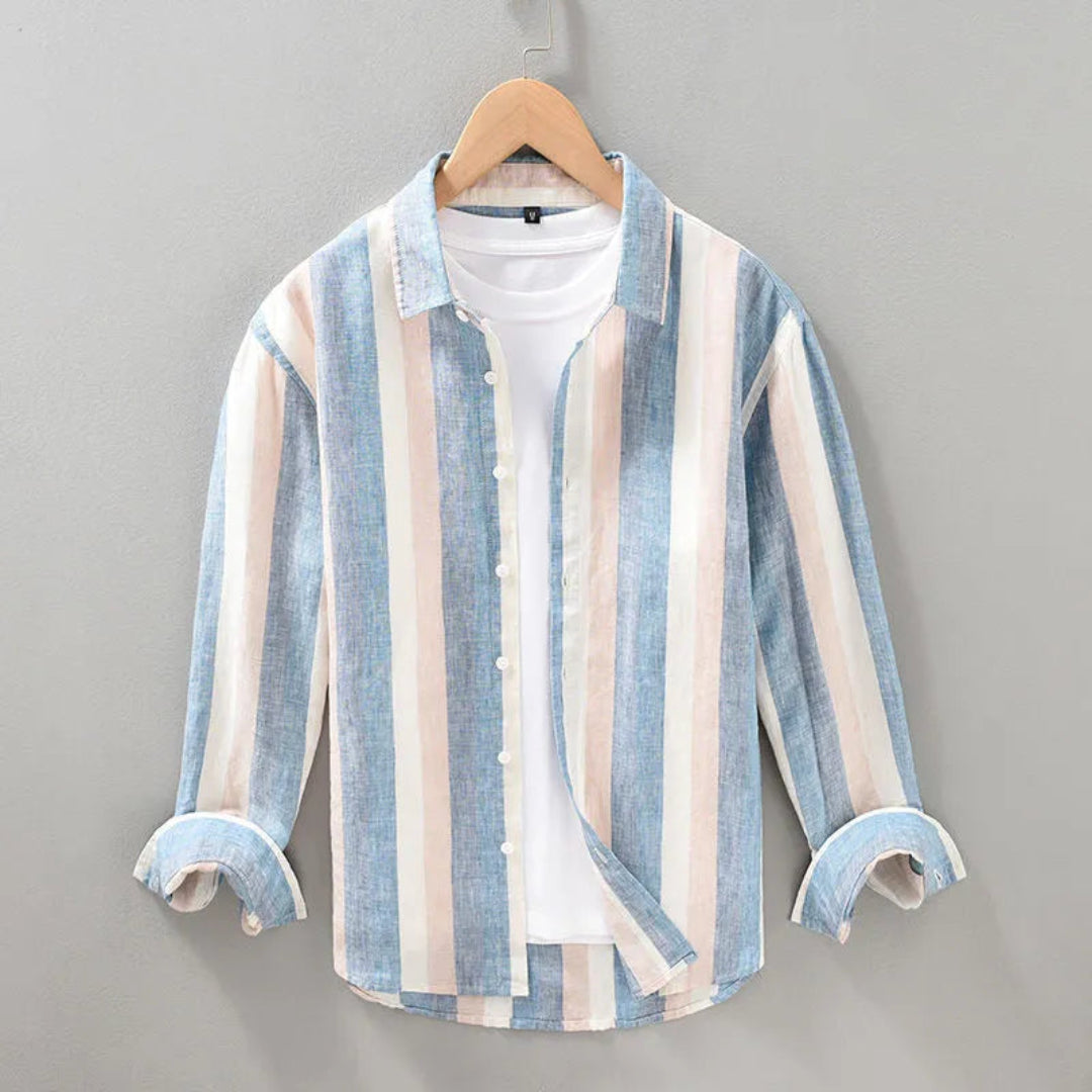 Harvey | Refined Vertical Stripe Linen Shirt