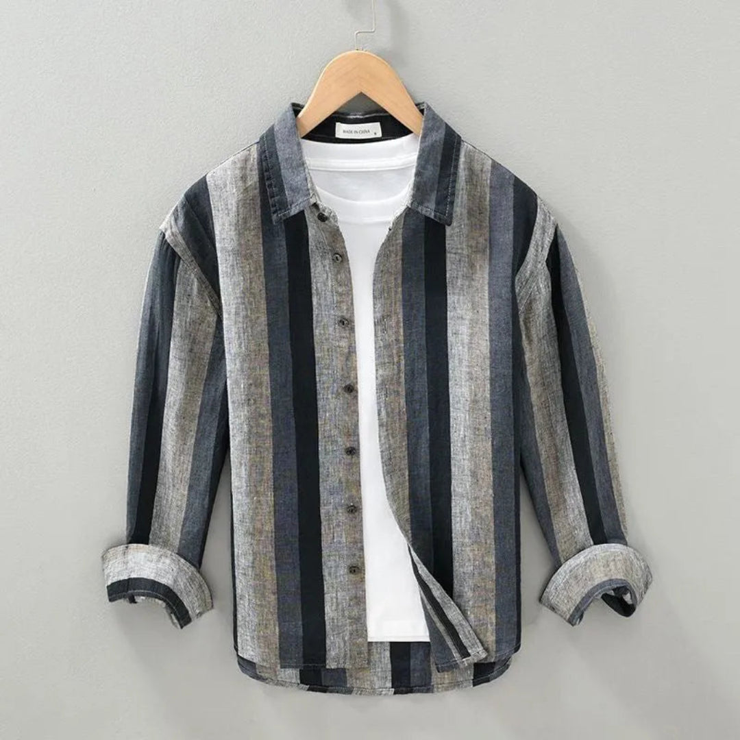 Harvey | Refined Vertical Stripe Linen Shirt