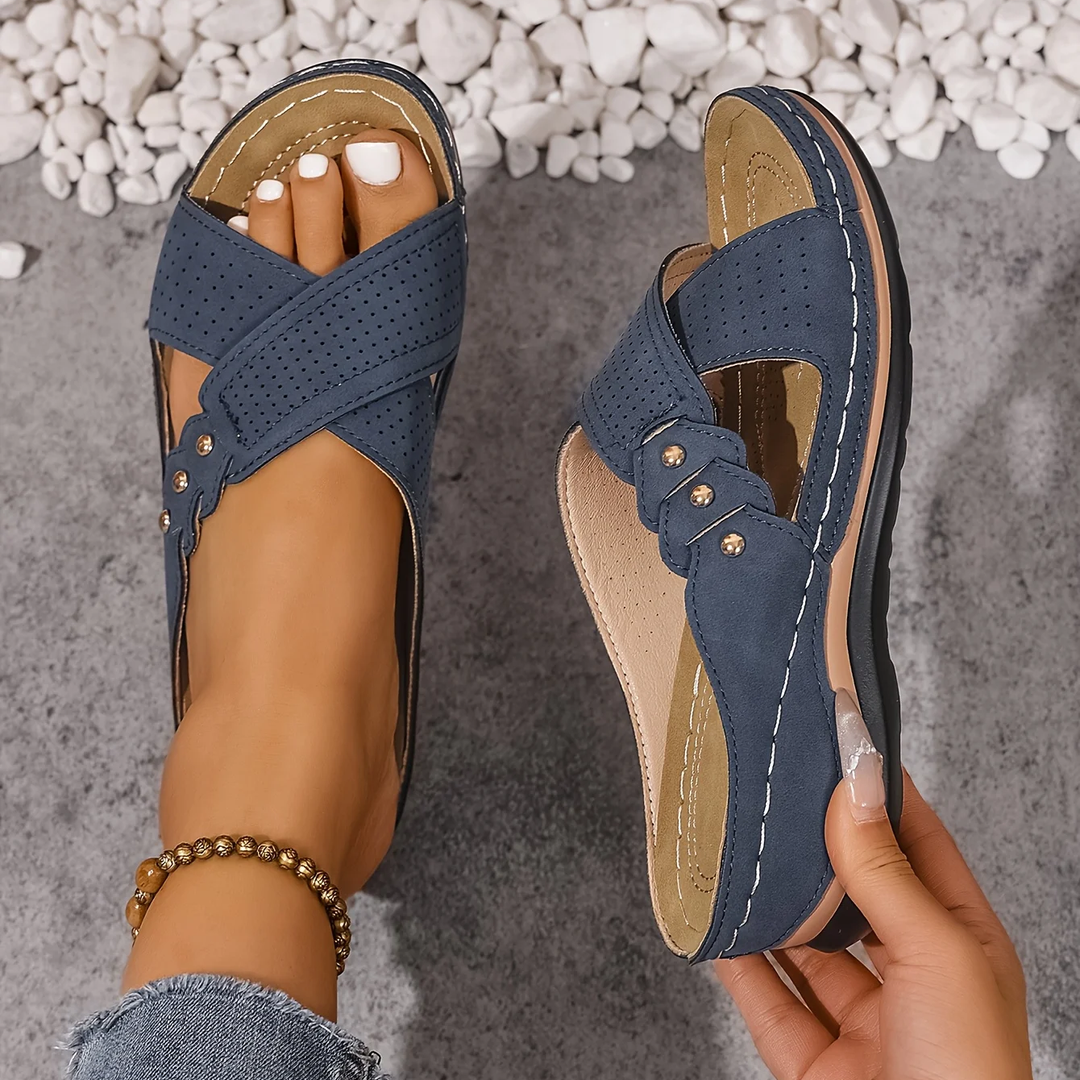 Hazel | Cosy Arch-Support Platform Sandals with Crossover Straps