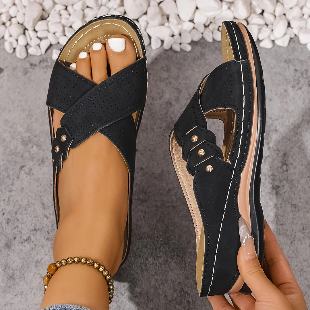 Hazel | Cosy Arch-Support Platform Sandals with Crossover Straps