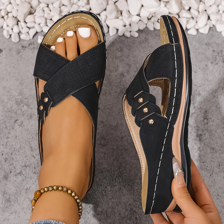 Hazel | Cosy Arch-Support Platform Sandals with Crossover Straps