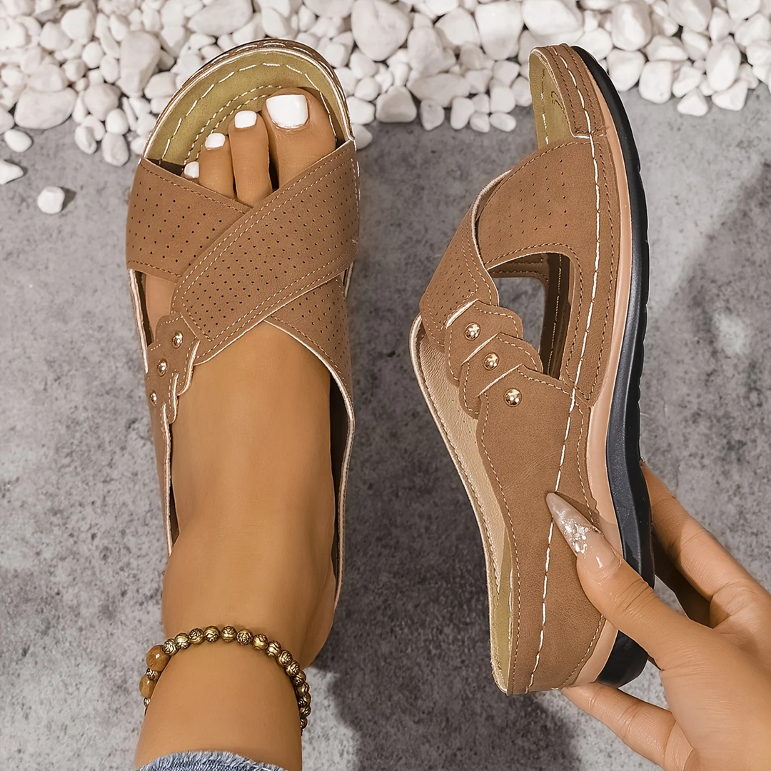 Hazel | Cosy Arch-Support Platform Sandals with Crossover Straps