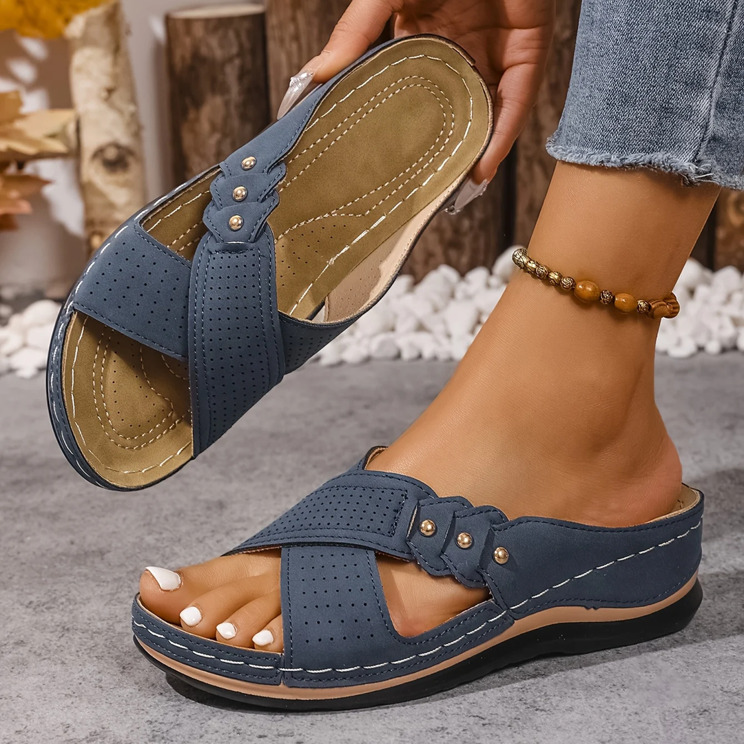 Hazel | Cosy Arch-Support Platform Sandals with Crossover Straps