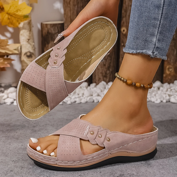 Hazel | Cosy Arch-Support Platform Sandals with Crossover Straps