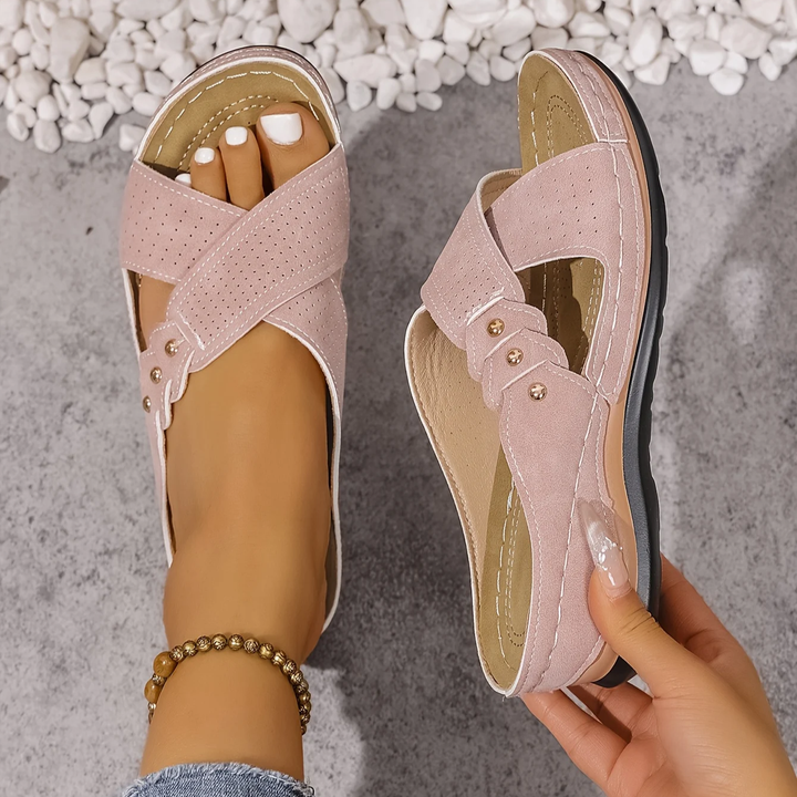 Hazel | Cosy Arch-Support Platform Sandals with Crossover Straps