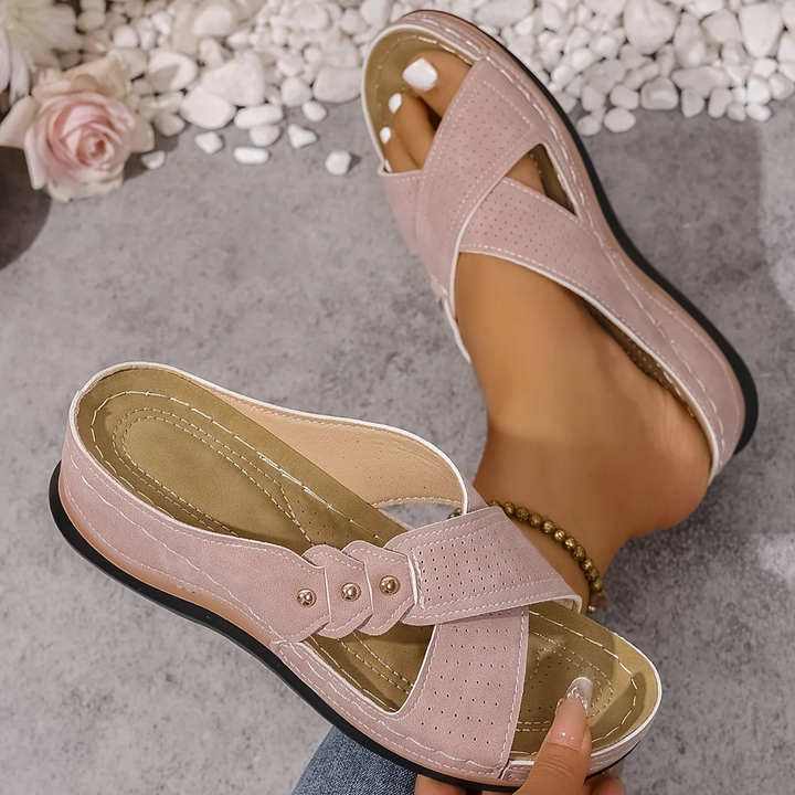 Hazel | Cosy Arch-Support Platform Sandals with Crossover Straps