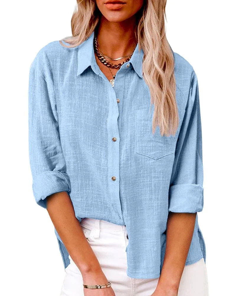 Hazel | Elegant Oversized Button Down Linen Shirt
