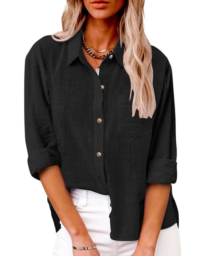 Hazel | Elegant Oversized Button Down Linen Shirt