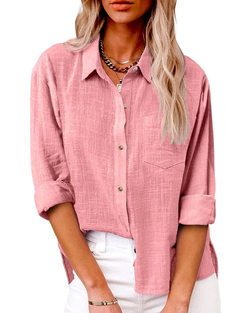 Hazel | Elegant Oversized Button Down Linen Shirt