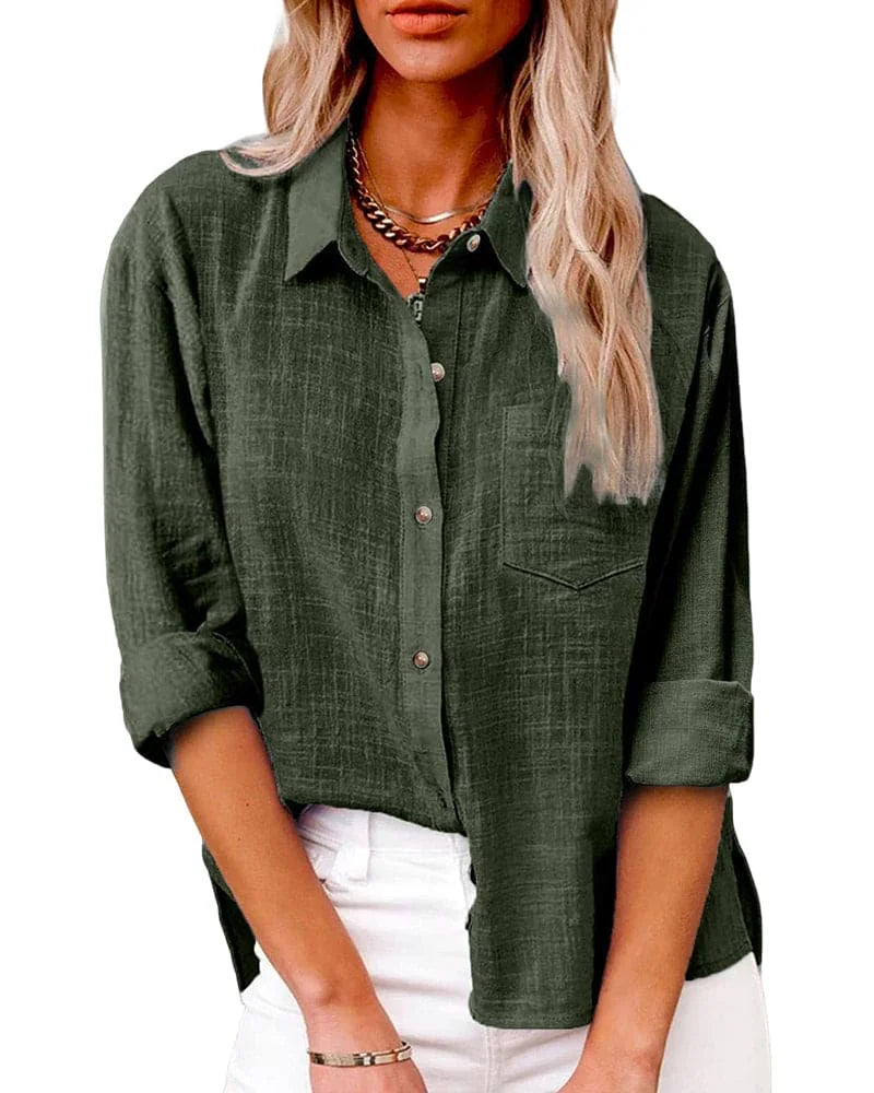 Hazel | Elegant Oversized Button Down Linen Shirt