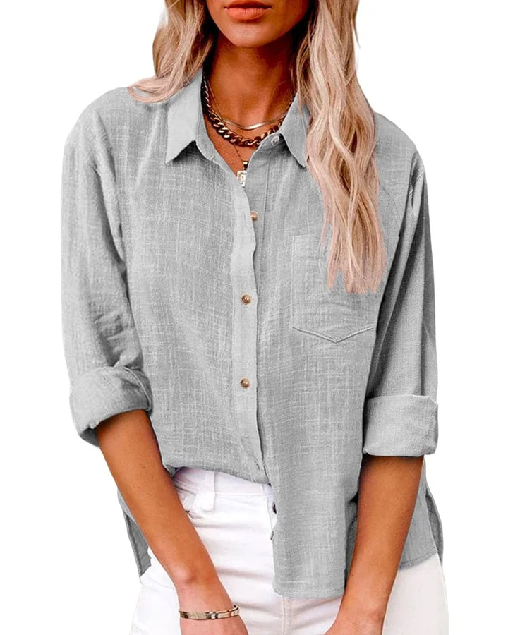 Hazel | Elegant Oversized Button Down Linen Shirt