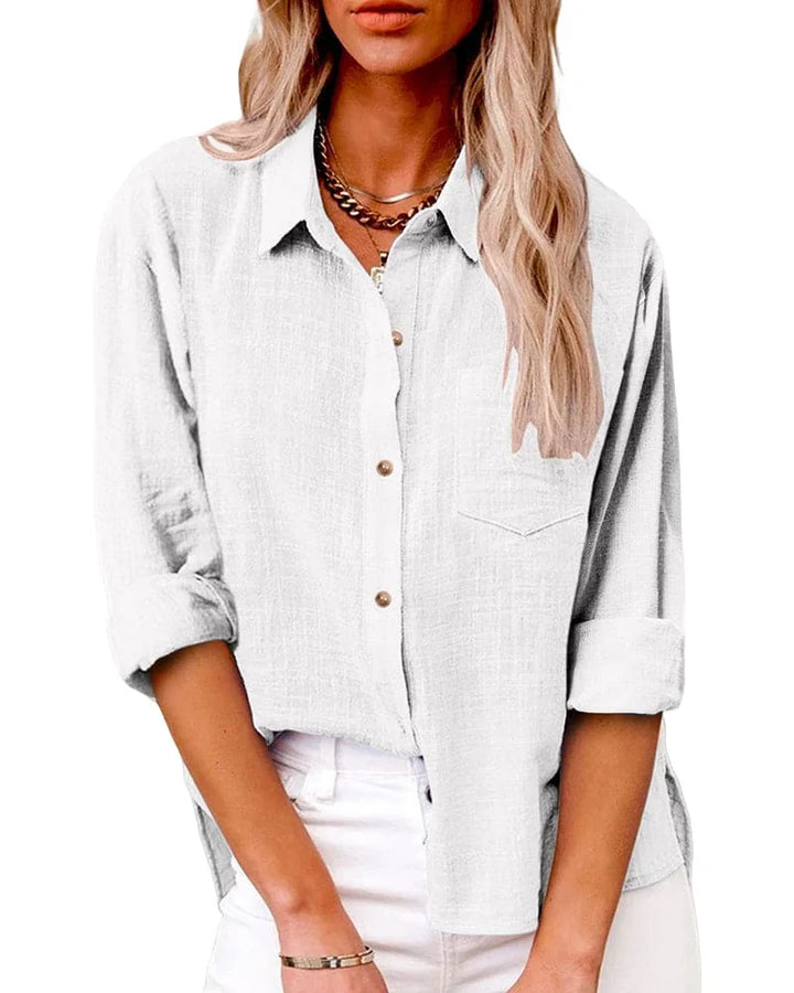 Hazel | Elegant Oversized Button Down Linen Shirt