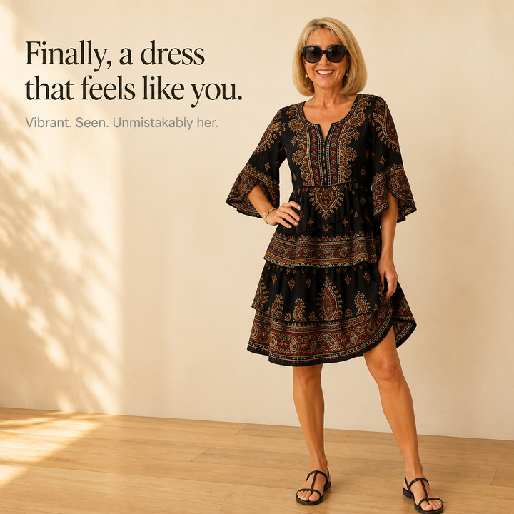 Hazel | Elegant Tiered Paisley Split-Sleeve Boho Dress