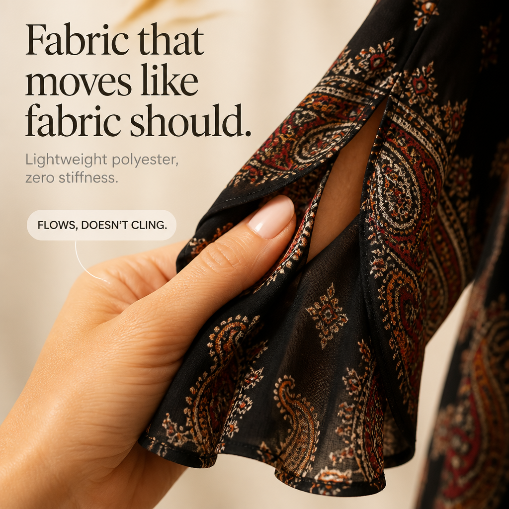 Hazel | Elegant Tiered Paisley Split-Sleeve Boho Dress