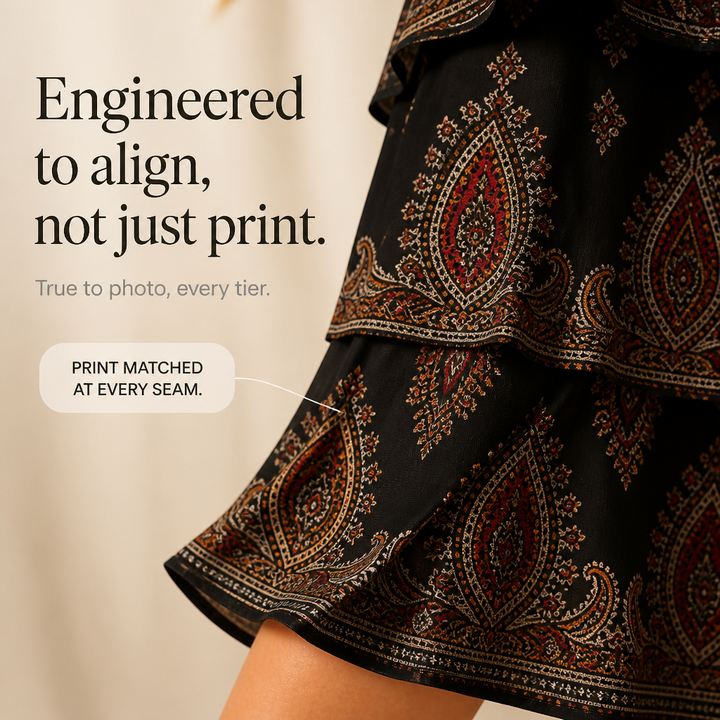 Hazel | Elegant Tiered Paisley Split-Sleeve Boho Dress